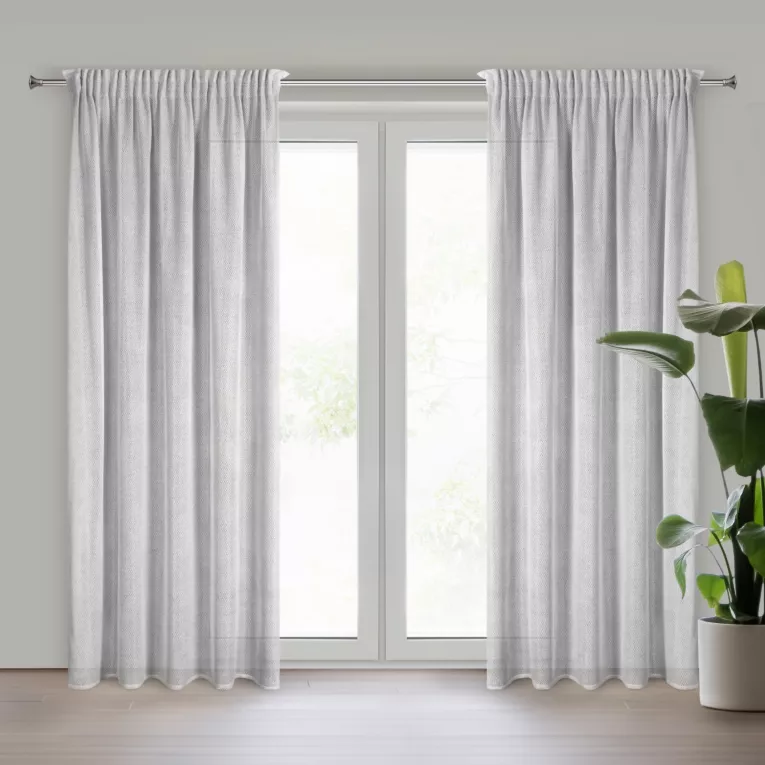 Zasłona srebrna z siateczki 140x270 cm taśma ALEKSA Eurofirany