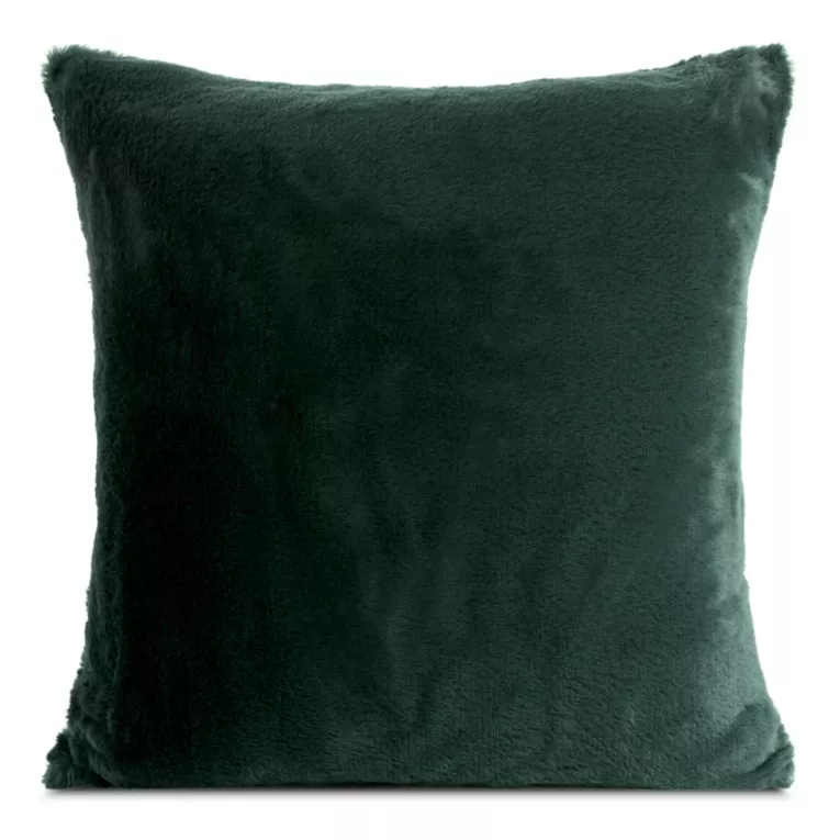 Poszewka na poduszkę 60x60 cm ciemnozielona z miękkiej futrzanej tkaniny NINA Eurofirany