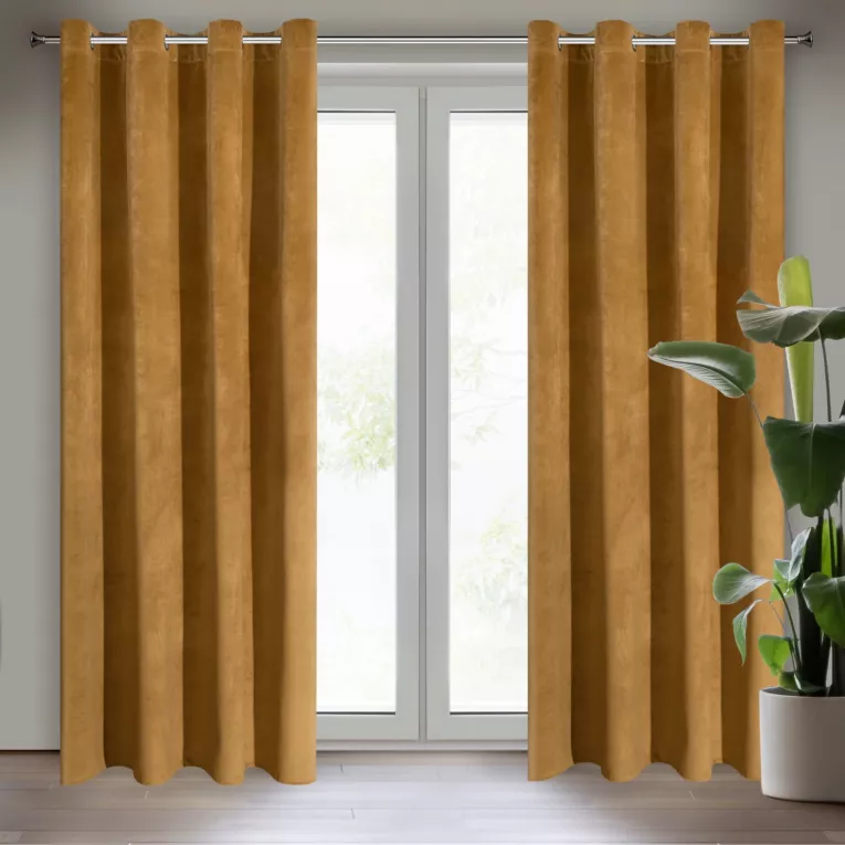 Zasłona miodowa z ekskluzywnego matowego welwetu 140x250 cm przelotka RIA Diva Line Eurofirany