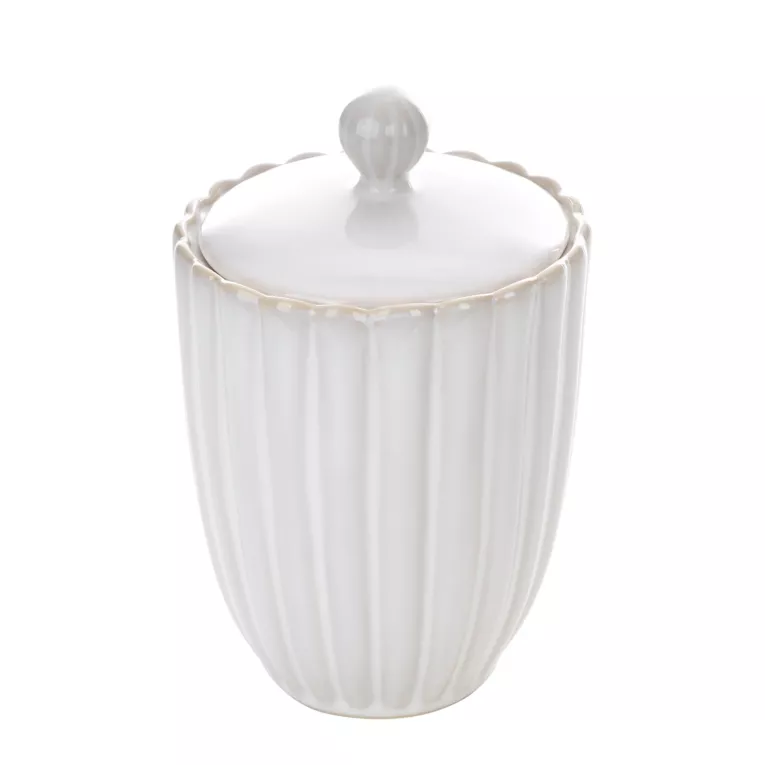 Pojemnik ceramiczny AVRIL w stylu eko z przecieranym wzorem Eurofirany