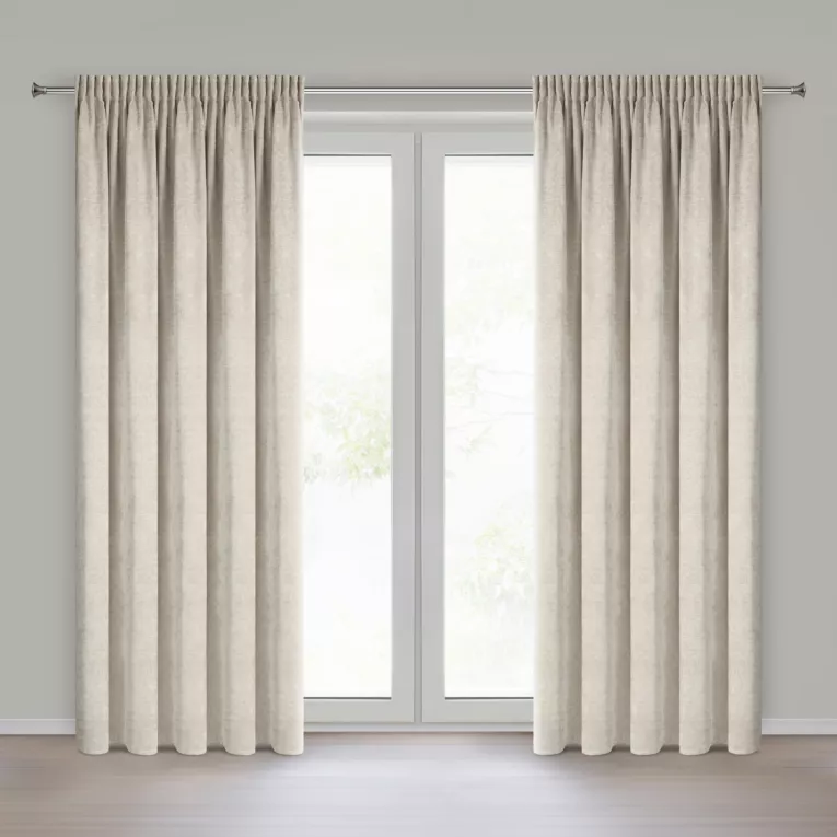 Zasłona  jasnobeżowa o szenilowej strukturze 140x270 cm taśma - NESKA Eurofirany