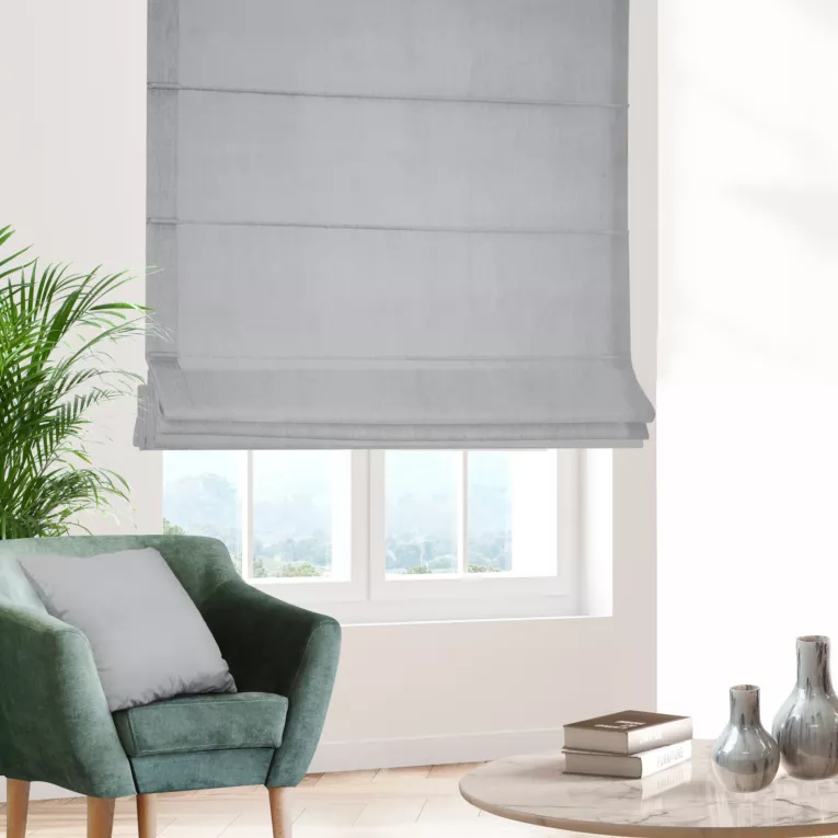 Roleta rzymska srebrna z miękkiej tkaniny welwetowej