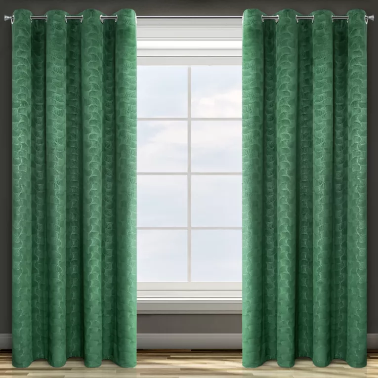 Zasłona zielona wytłaczana z tkaniny welwetowej 140x250 cm przelotka ELIEN Design 91 Eurofirany