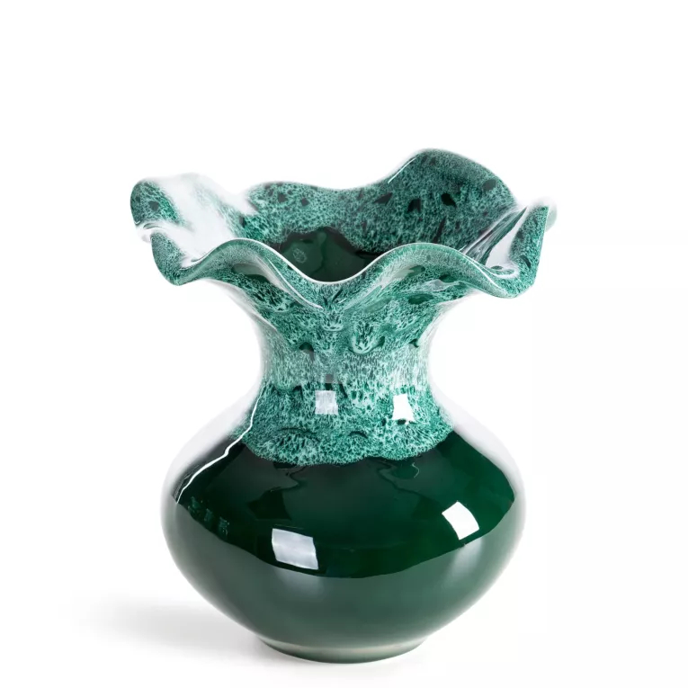 Wazon dekoracyjny zielony o rzeźbiarskiej formie 22x25 cm DINA Eurofirany