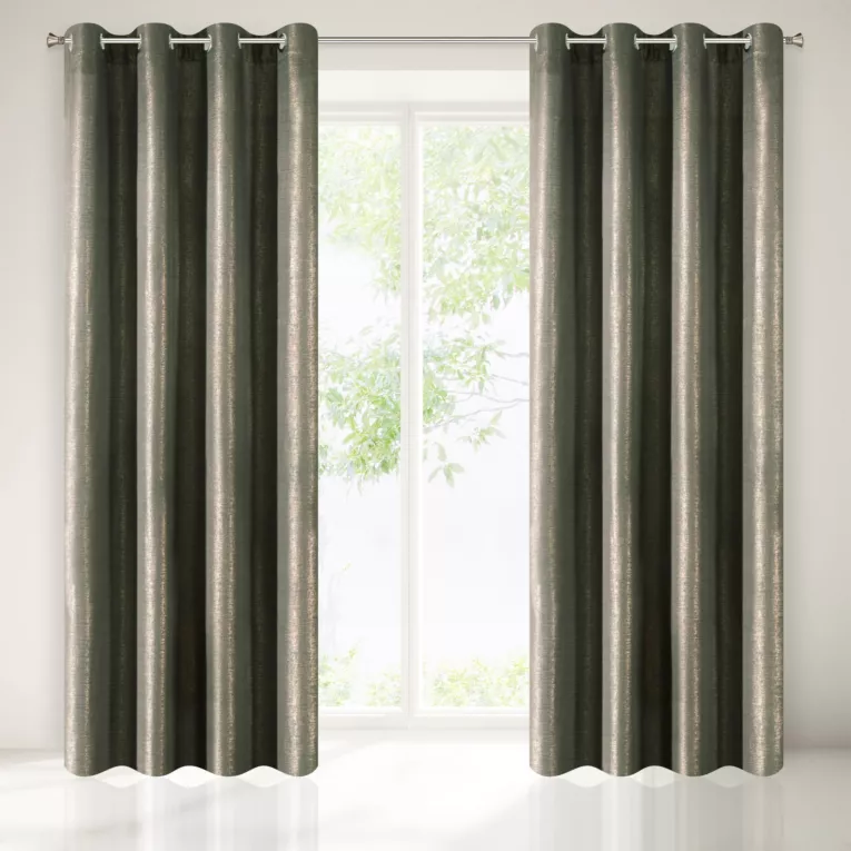 NELA BRĄZOWA ZASŁONA Z EFEKTEM BŁYSZCZACEJ PRZECIERKI 140x250 cm NA PRZELOTKACH