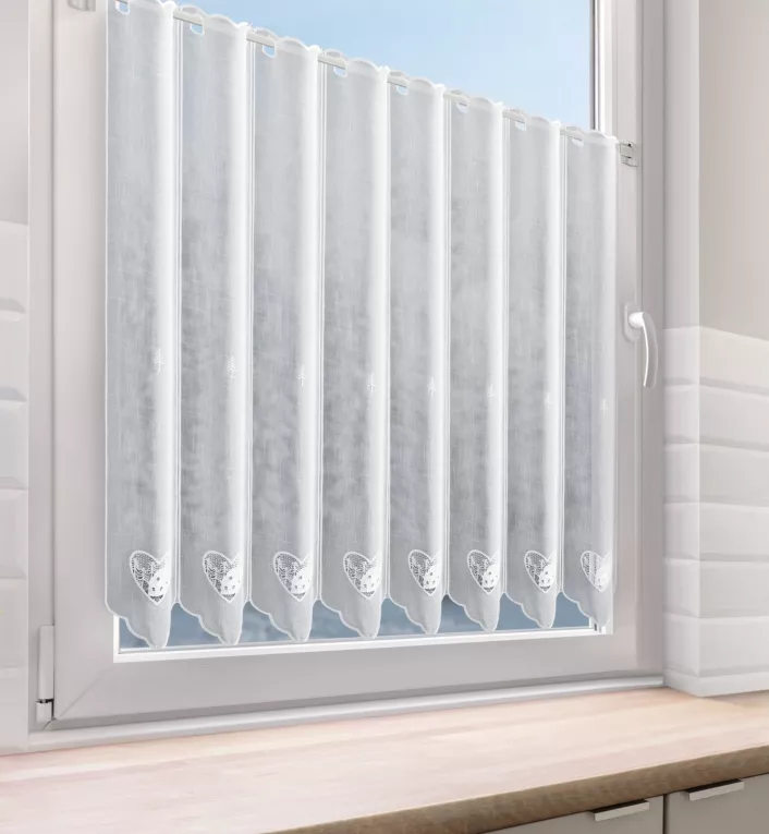 Tkanina firanowa zazdrostka zdobiona haftem z akcentem świątecznym  Eurofirany