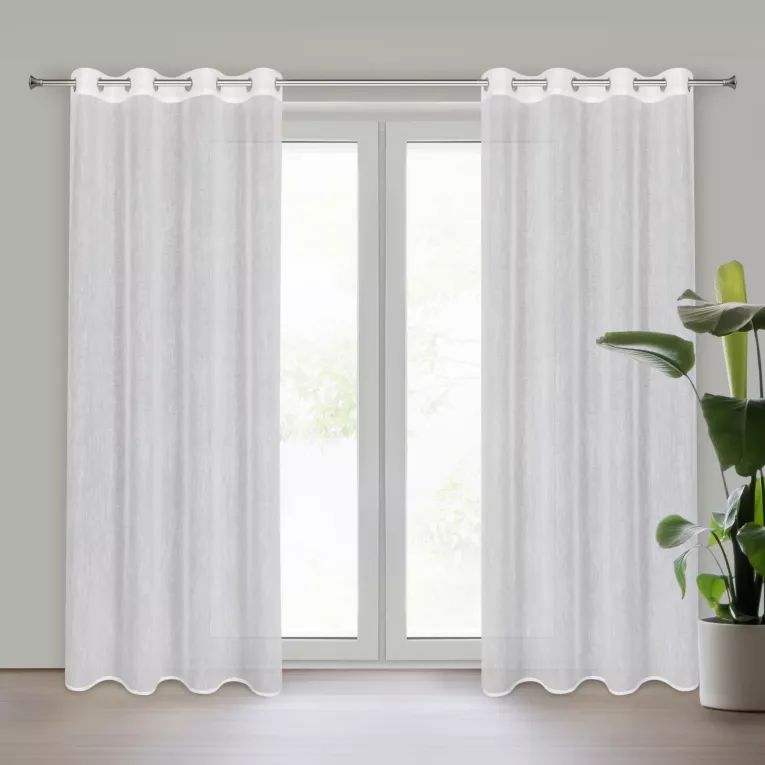 Firana biała z etaminy o strukturze deszczyku 140x250 cm przelotka AMIRA Eurofirany