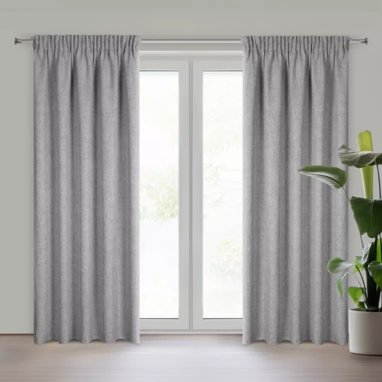 Zasłona srebrna w stylu eko 140x270 cm taśma JULA2 Eurofirany