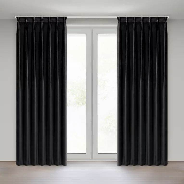 Zasłona czarna z welwetowej tkaniny 80x270 cm system flex - MELANIE Eurofirany
