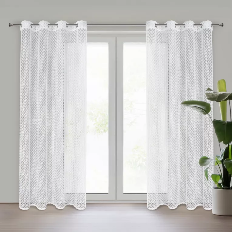 Firana biała z siateczki nie wymagająca prasowania 140x250 cm - IZA Eurofirany