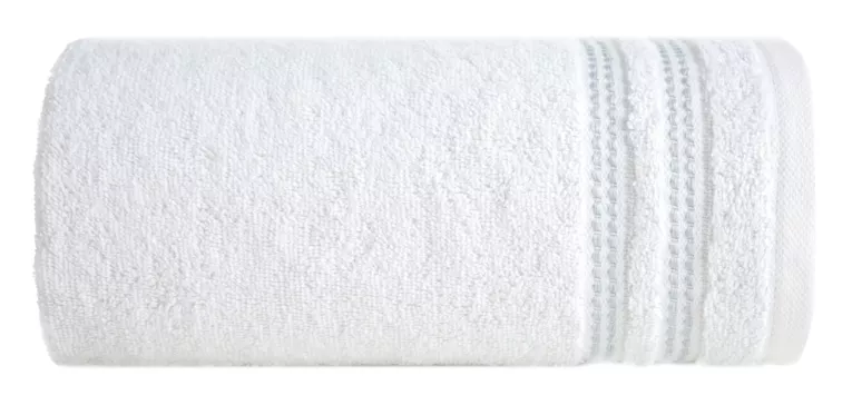 Ręcznik kąpielowy 50x90 cm bawełniany kolor biały z subtelną bordiurą w paseczki 500 g/m2 ALLY Eurofirany