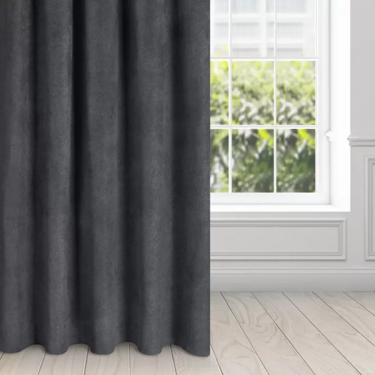 Zasłona czarna z matowego welwetu 140x250 cm taśma AMAYA Diva Line Eurofirany
