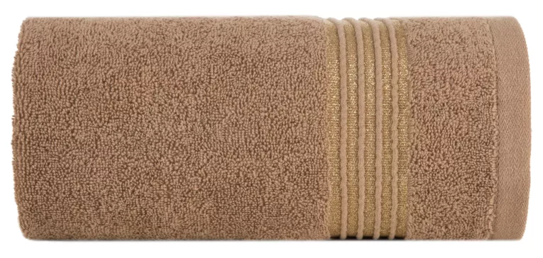 Ręcznik do rąk 30x50 cm bawełniany kolor brązowy zdobiony paseczkami 500 g/m2 LILA Eurofirany