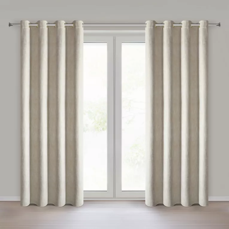 Zasłona szampańska z szenilowej tkaniny z błyszczącą nicią 140x250 cm złota przelotka - BITSY  Eurofirany