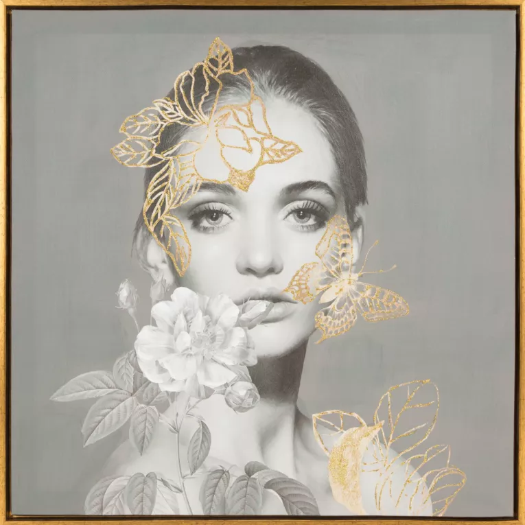 Obraz LADY ręcznie malowany na płótnie+ nadruk, portret kobiety