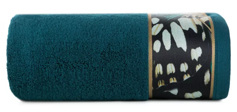 Ręcznik kąpielowy 70x140 cm bawełniany kolor ciemnoturkusowy z designerską bordiurą 500 g/m2 EVA 15 Eva Minge Eurofirany