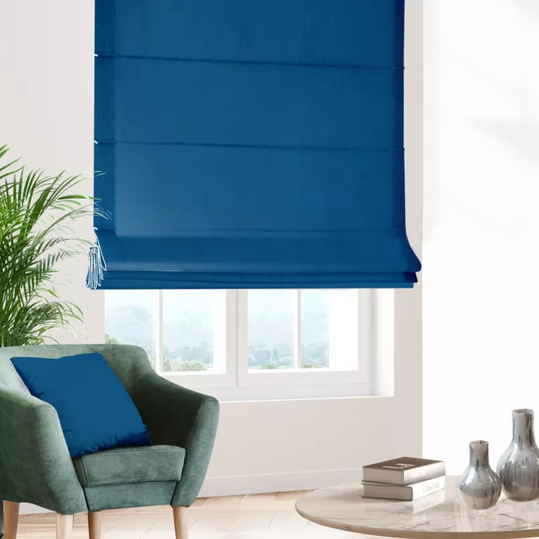 Roleta rzymska ENYA granatowa z miękkiej półmatowej tkaniny welwetowej