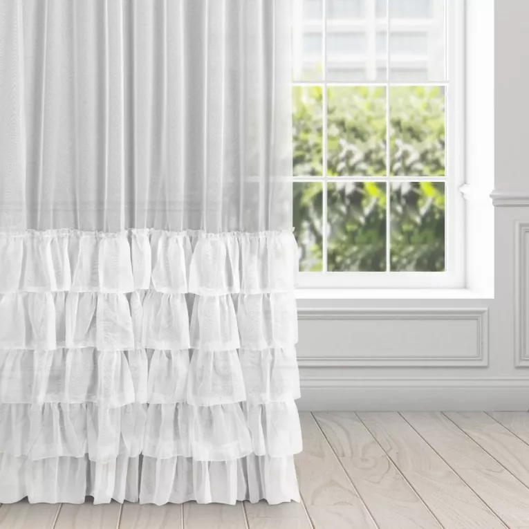 Firana biała z markizety z pięcioma falbanami 140x270 cm taśma CHARLOTTE 2 Eurofirany
