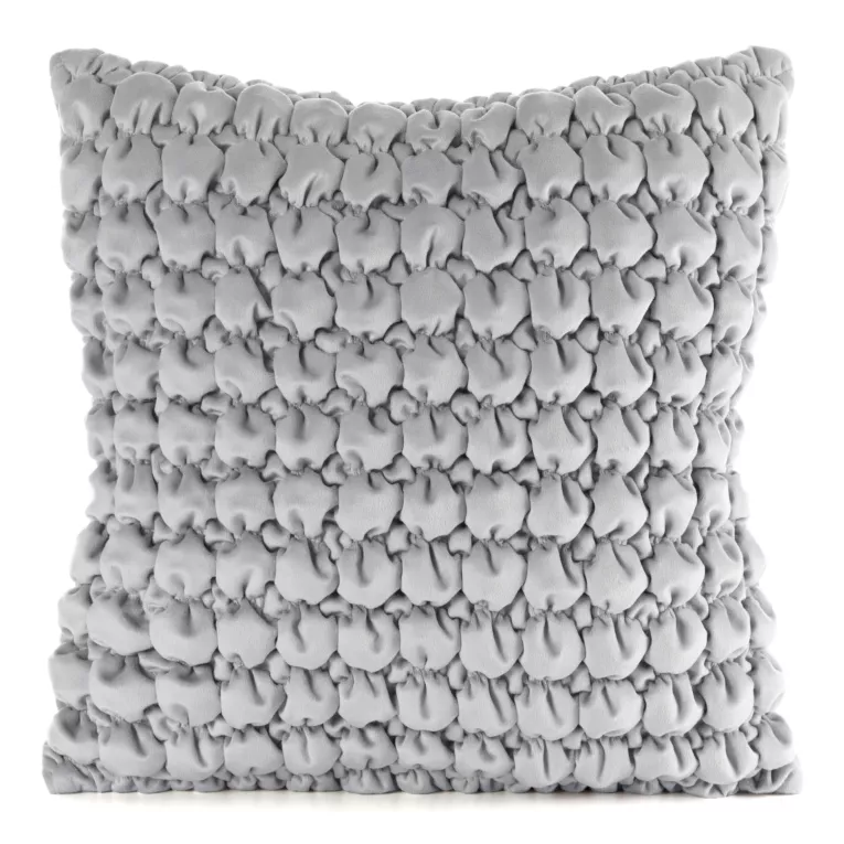 Poszewka na poduszkę 45x45 cm welwetowa zdobiona wzorem 3D srebrna VELVET 193 EUROFIRANY PREMIUM