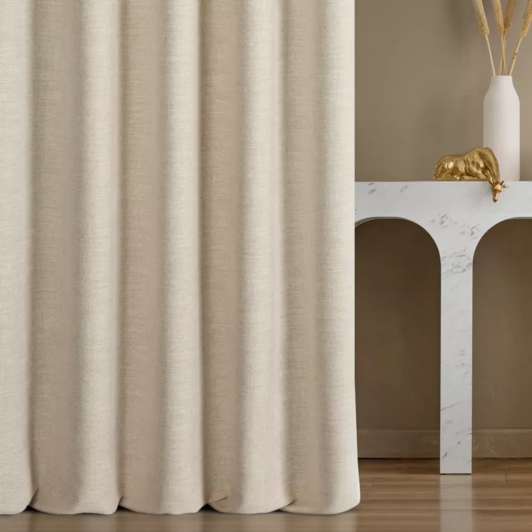 Zasłona szyta na taśmie fala naturalna tkanina o naturalnym charakterze z efektem melanżu