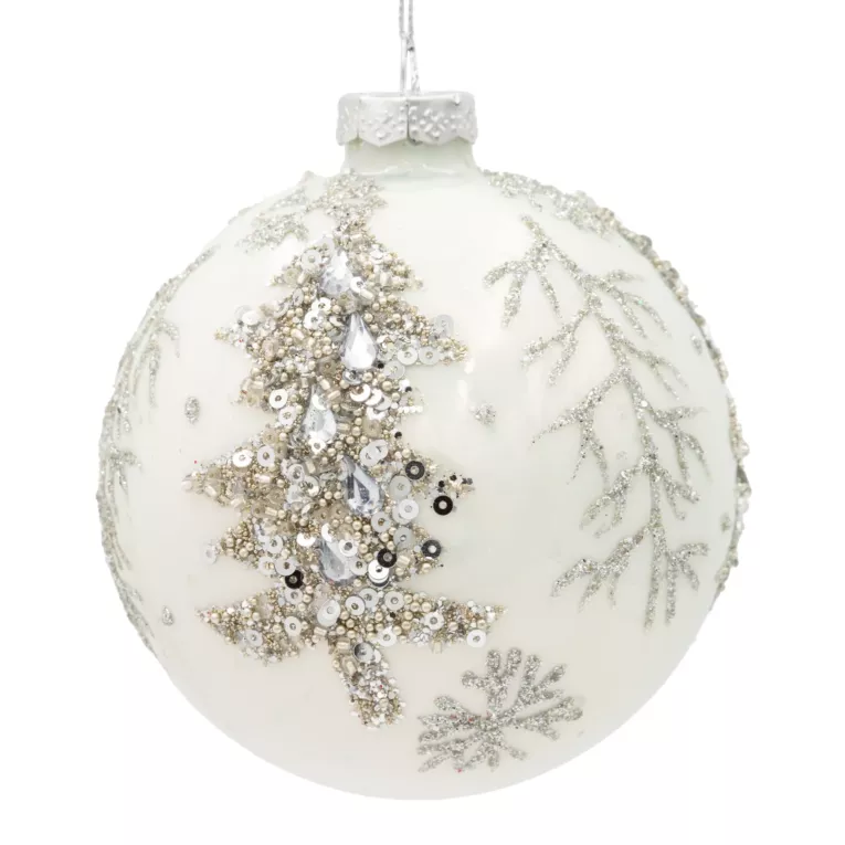 Klasyczna bombka choinkowa ręcznie zdobiona motywem choinek Eurofirany