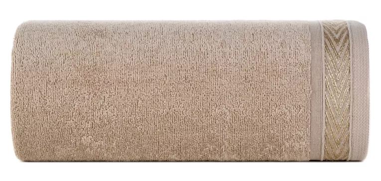 Ręcznik kąpielowy 70x140 cm bawełniany kolor beżowy z ozdobną bordiurą 400 g/m2 MELANIE Eurofirany