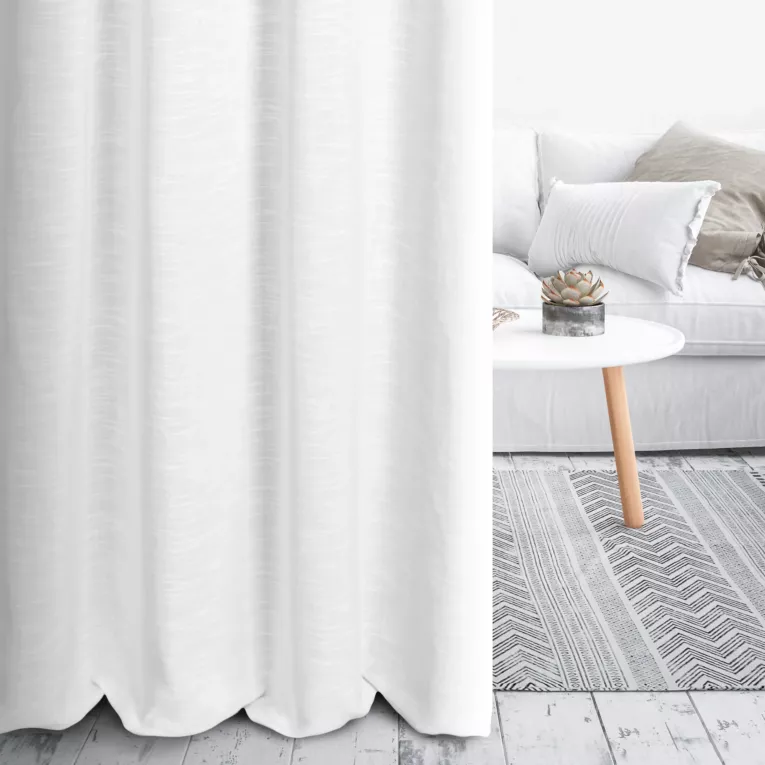 Zasłona szyta na taśmie fala biała z tkaniny typu eko