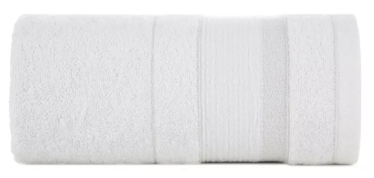 Ręcznik do rąk 30x50 cm bawełniany kolor biały w pasy przetykany błyszczącą nicią 500 g/m2 APRIL Eurofirany
