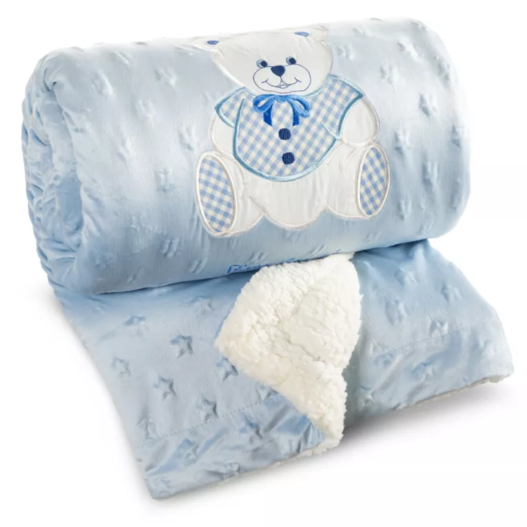 Koc dziecięcy 110x140 cm niebieski z dodatkiem przyjemnej tkaniny barankowej BABY 4 Pierre Cardin Eurofirany