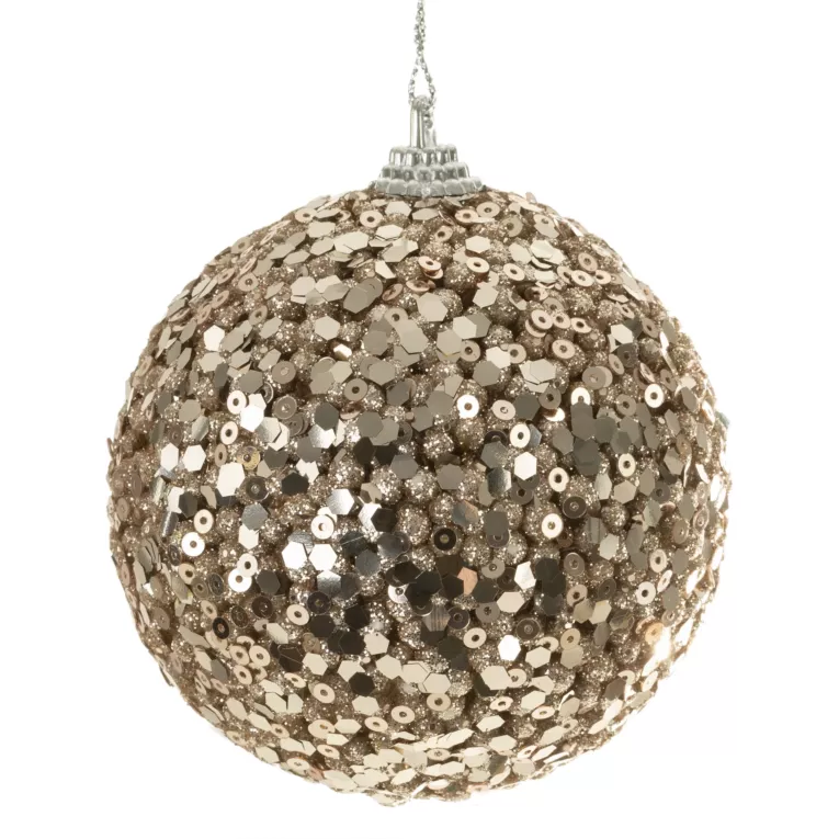 Szampańska bombka choinkowa pokryta złotym brokatem nietłukąca 8 cm Eurofirany