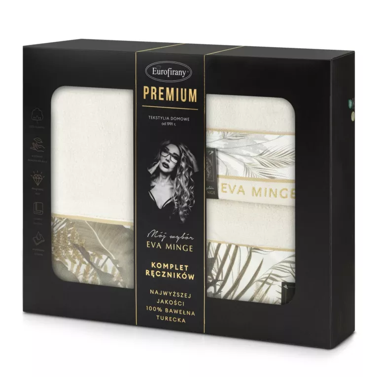Zestaw ręczników bawełnianych 3 szt kolor kremowy, beżowy 500 g/m2 Eva Minge 17 Eurofirany