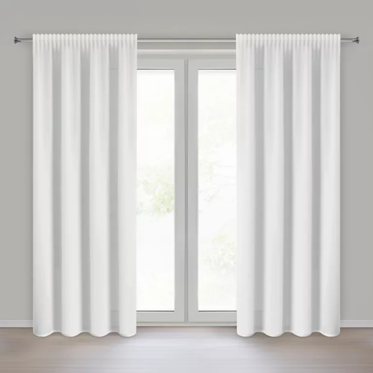 Firana biała z tkaniny szyfonowej zdobiona delikatnymi prążkami 135x270 cm taśma ROSSI Eurofirany