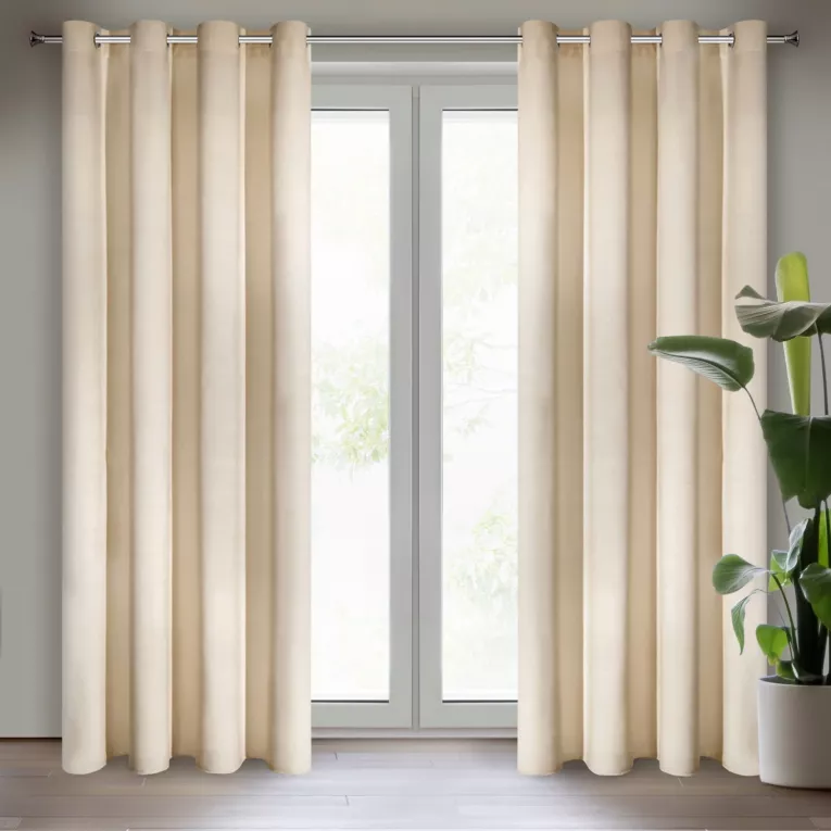 Zasłona beżowa z ekskluzywnego matowego welwetu 140x250 cm przelotka RIA Diva Line Eurofirany