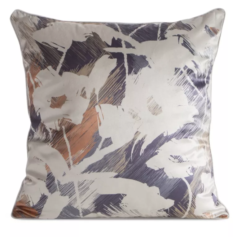 Poszewka na poduszkę 45x45 cm granatowo, beżowa z motywem kwiatów AMBRA Eurofirany