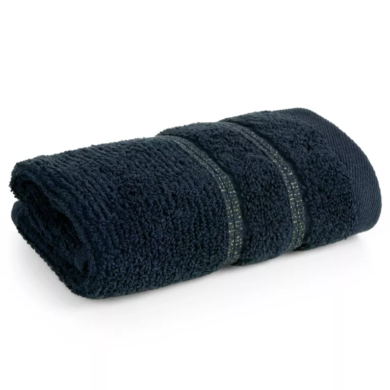 Ręcznik do rąk 30x50 cm bawełniany kolor granatowy w błyszczące paseczki AMIRA Eurofirany