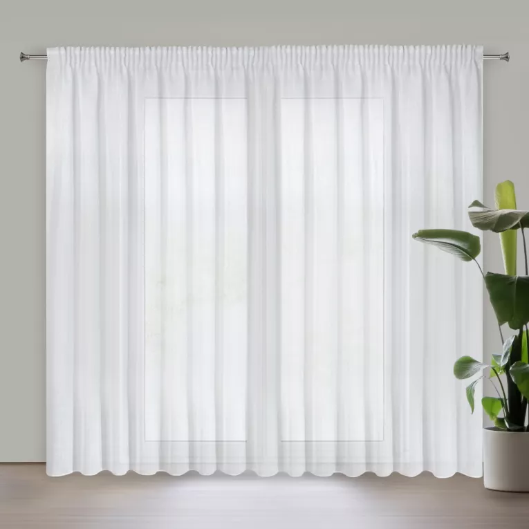 Firana biała z etaminy z lekkim połyskiem 400x250 cm taśma VIOLA Eurofirany