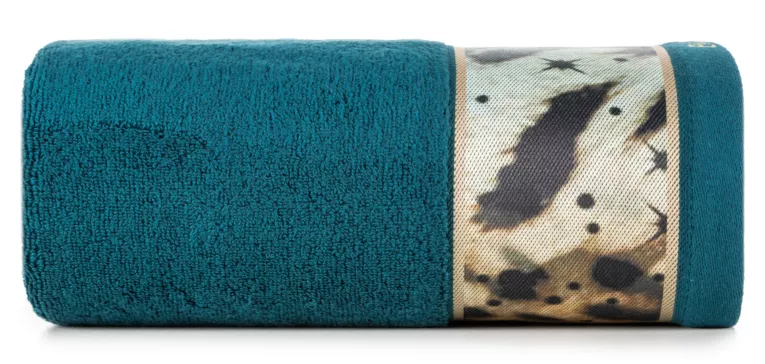 Ręcznik kąpielowy 50X90 cm bawełniany kolor ciemnoturkusowy z designerską bordiurą 500 g/m2 EVA 15 Eva Minge Eurofirany
