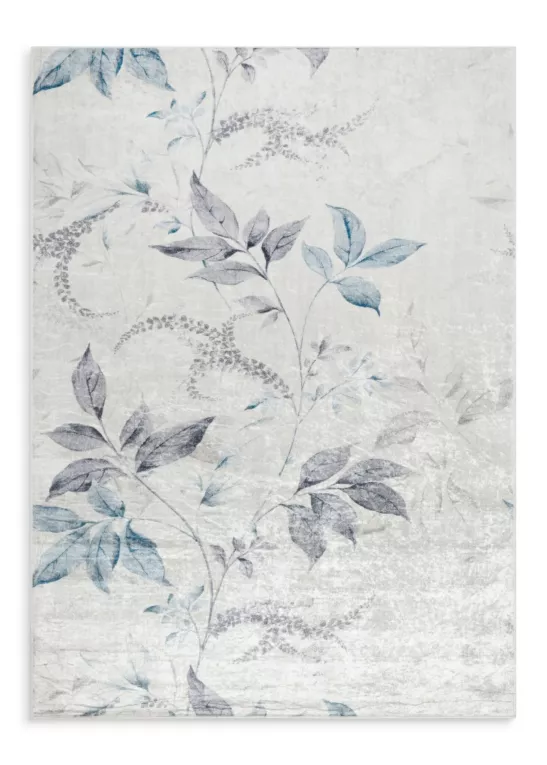 Dywan 160x220 cm kremowo, niebieski zdobiony motywem roślinnym LOTUS 6  Eurofirany