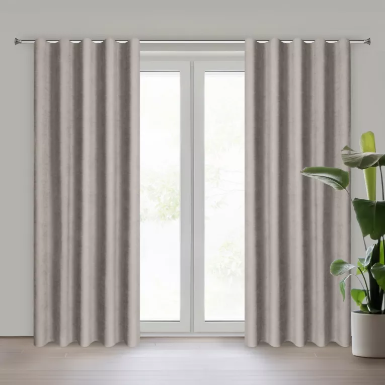 Zasłona brązowa z tkaniny welurowej 140x240 cm szerokość po zmarszczeniu fala 1:2 Dora Eurofirany