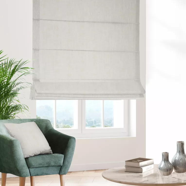 Roleta rzymska naturalna z tkaniny z dodatkiem lnu, z melanżowym splotem ekologiczna