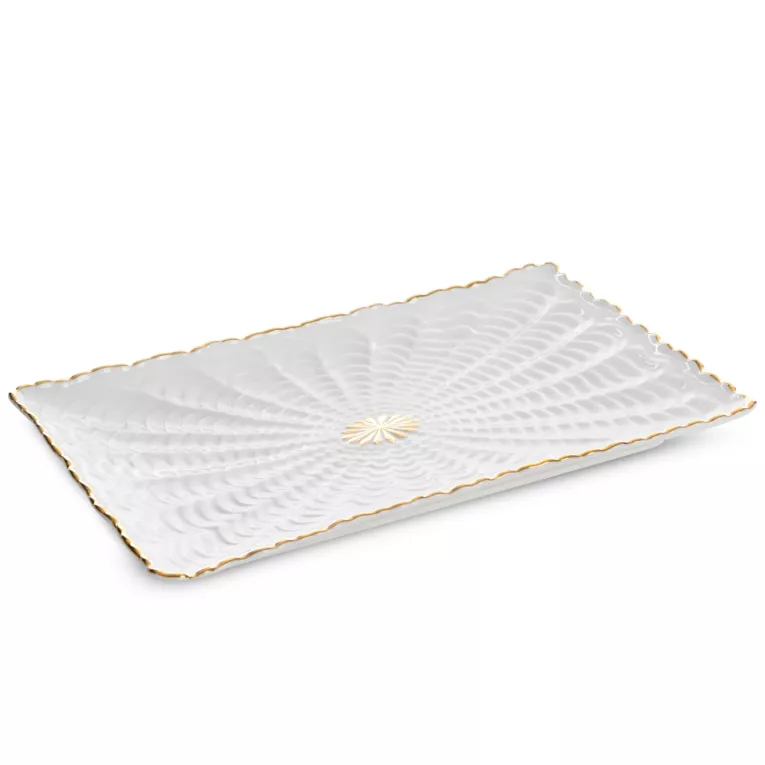 Patera ceramiczna GAIA z wytłaczanym wzorem i złotymi akcentami Eurofirany