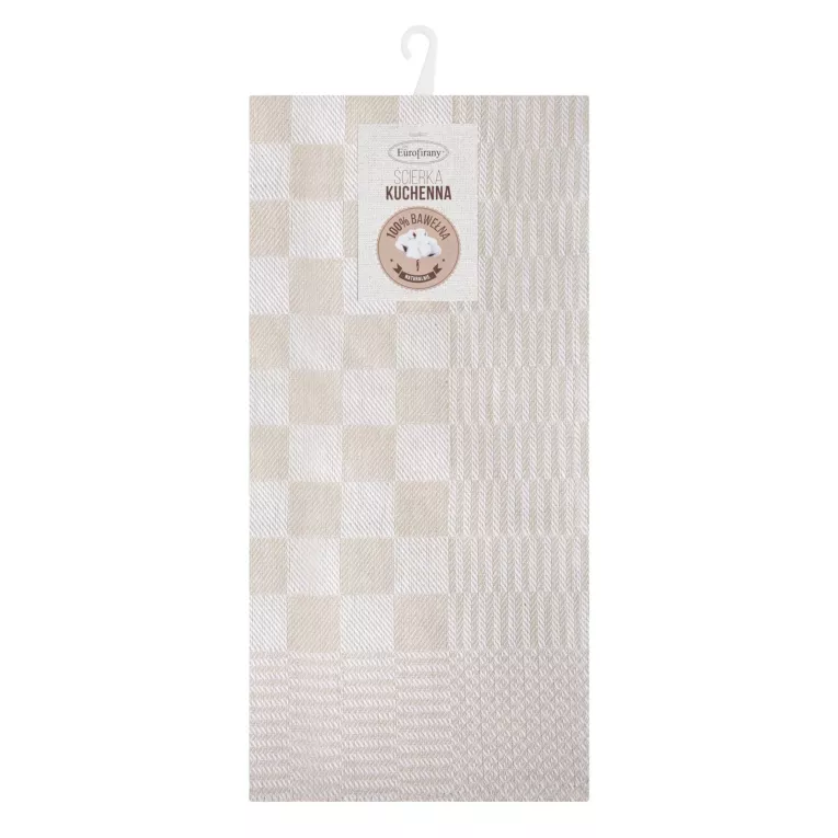 Komplet ściereczek kuchennych 2szt 50x70 cm bawełniany kolor beżowy zdobionych motywem szachownicy 200 g/m2 MAURO Eurofirany