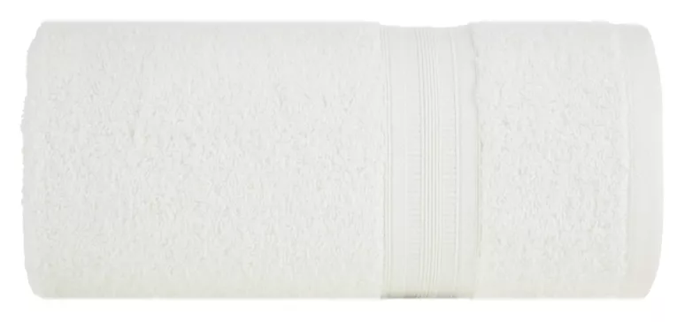 Ręcznik kąpielowy 50x90 cm bawełniany kolor kremowy z bordiurą w paski 550 g/m2 ELEN Eurofirany