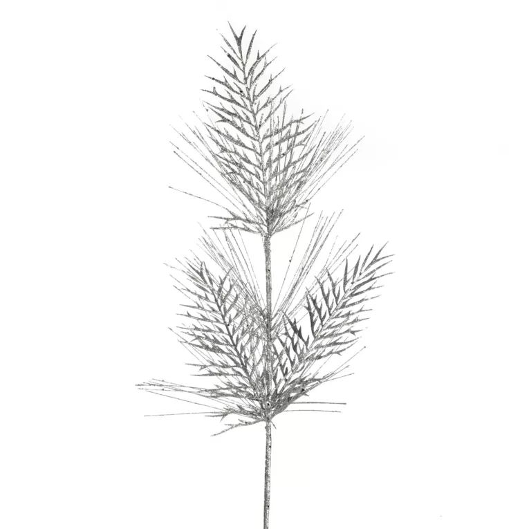 Srebrna gałązka ozdobna z drobnym brokatem na choinkę 55 cm Eurofirany