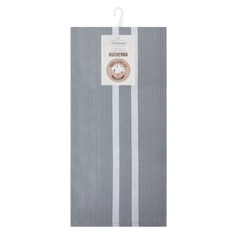 Ściereczka kuchenna 50x70 cm bawełniana kolor srebrny zdobiona pasami 200 g/m2 OLIVIA Eurofirany