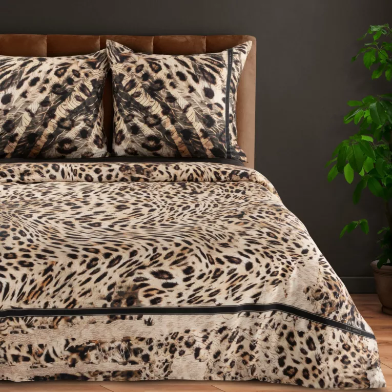 Pościel 140x200 cm z makosatyny bawełnianej kolor brązowy, czarny z motywem zwierzęcym EVA 23 Eva Minge Eurofirany