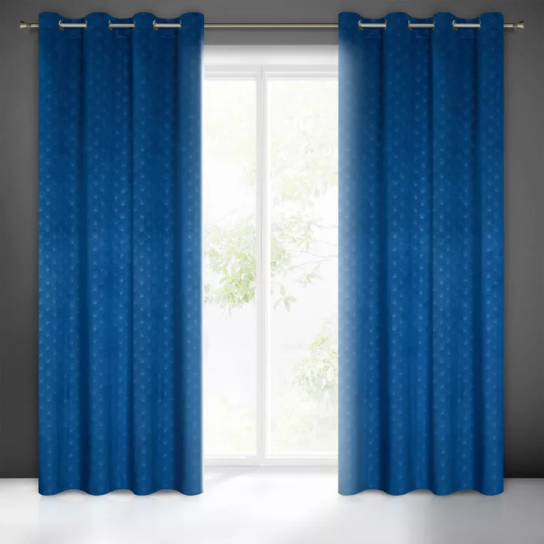 Zasłona granatowa z wytłaczanego welwetu 140x250 cm przelotka JULIA Eurofirany
