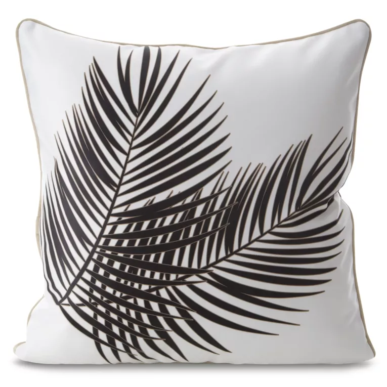 Poszewka na poduszkę 60x60 cm welwetowa z designerskim nadrukiem i wypustką na brzegach biało, czarna EVA MINGE Eurofirany