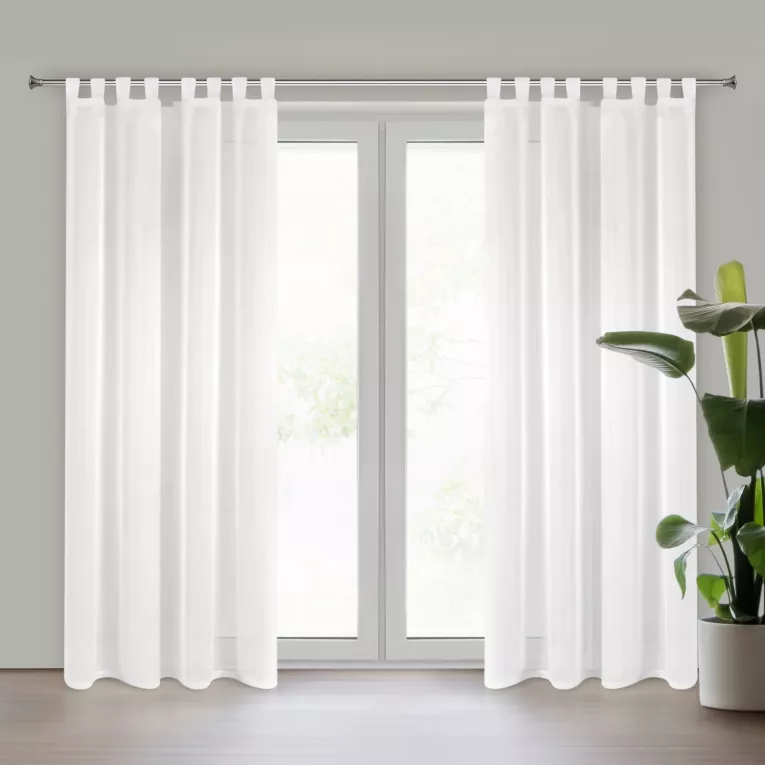 Firana biała z gładkiego matowego woalu 140x250 cm szelki LUCY Eurofirany
