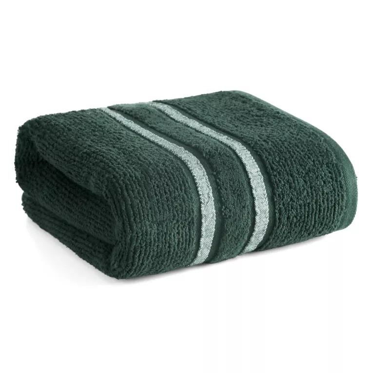 Ręcznik do rąk 30x50 cm bawełniany kolor ciemnozielony w kontrastujące pasy 500 g/m2 DINA Eurofirany